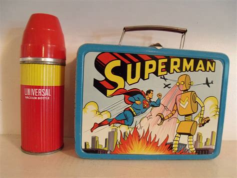 superman lunch box metal|1954 superman lunch box.